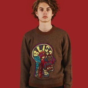UNIF RARE Brown Patchwork Pullover Sweater Bliss Free Your Mind Oversized Small